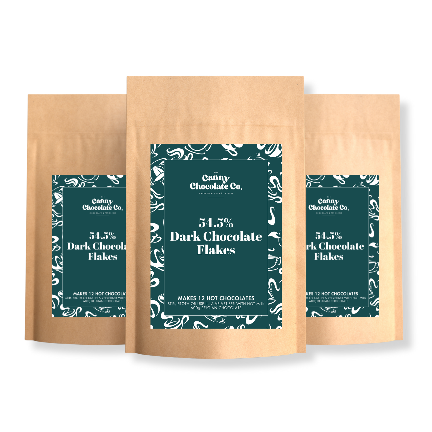 Bag of Belgian Dark Chocolate Flakes for rich, indulgent hot chocolate
