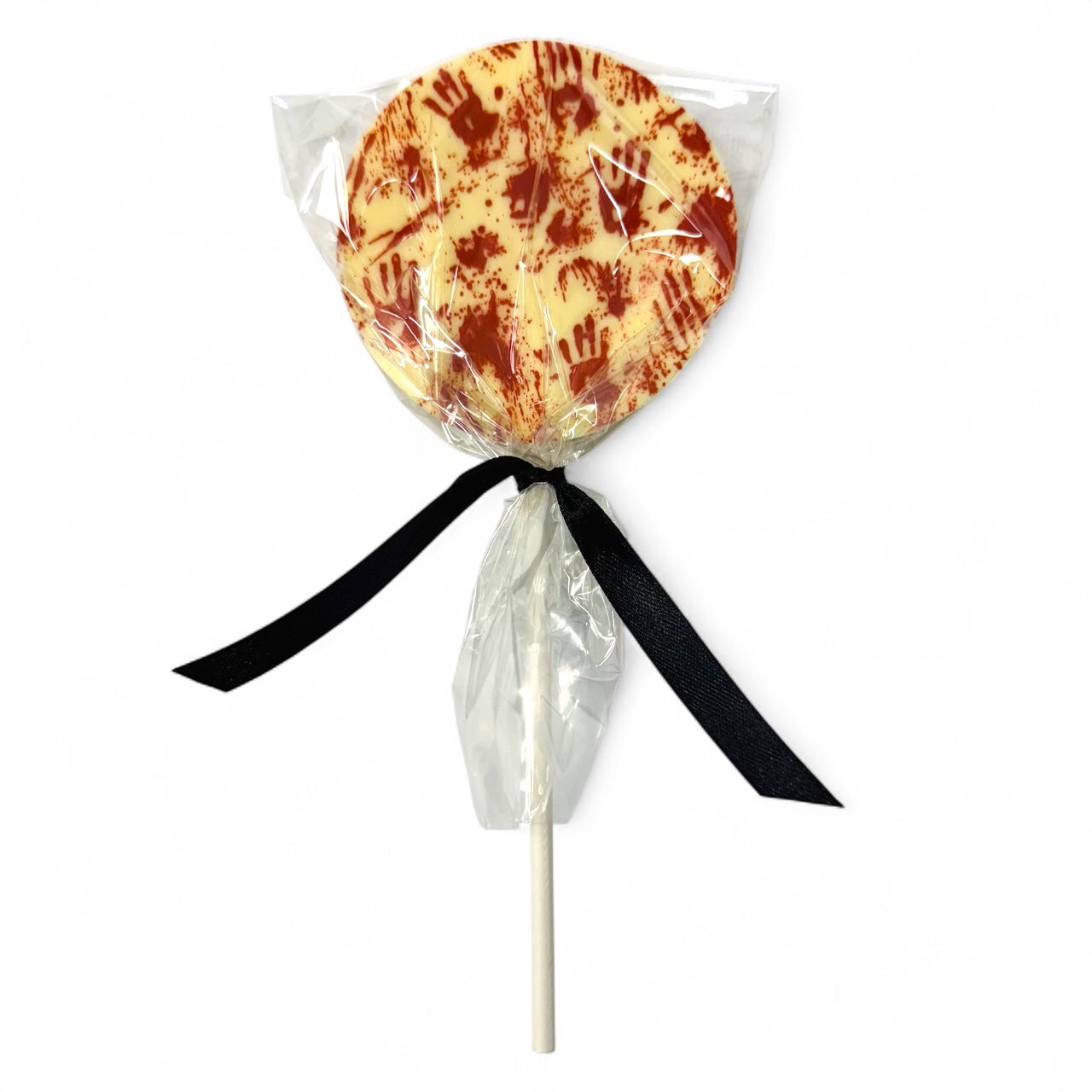 White Chocolate Lollipop with bloody handprint design – Death By Chocolate
