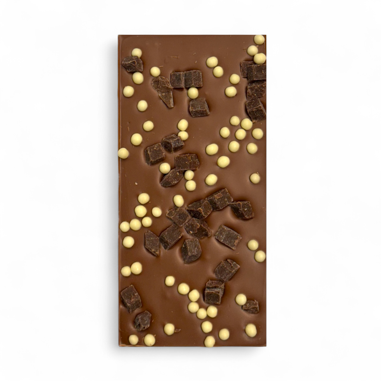 Fudge Brownie Chocolate Bar with brownie chunks and white chocolate crisp pearls
