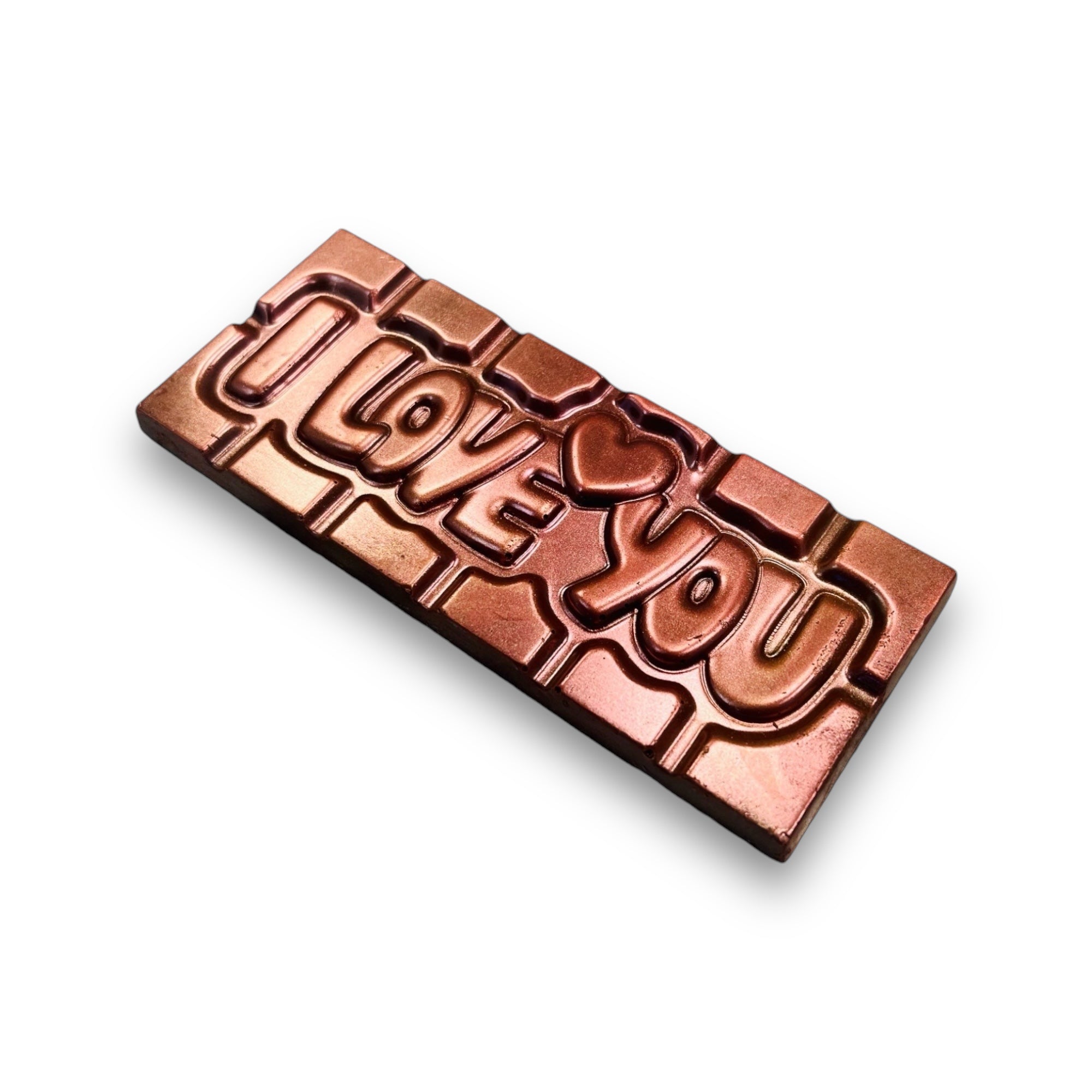 I Love You Solid Belgian Milk Chocolate Bar with red dust finish