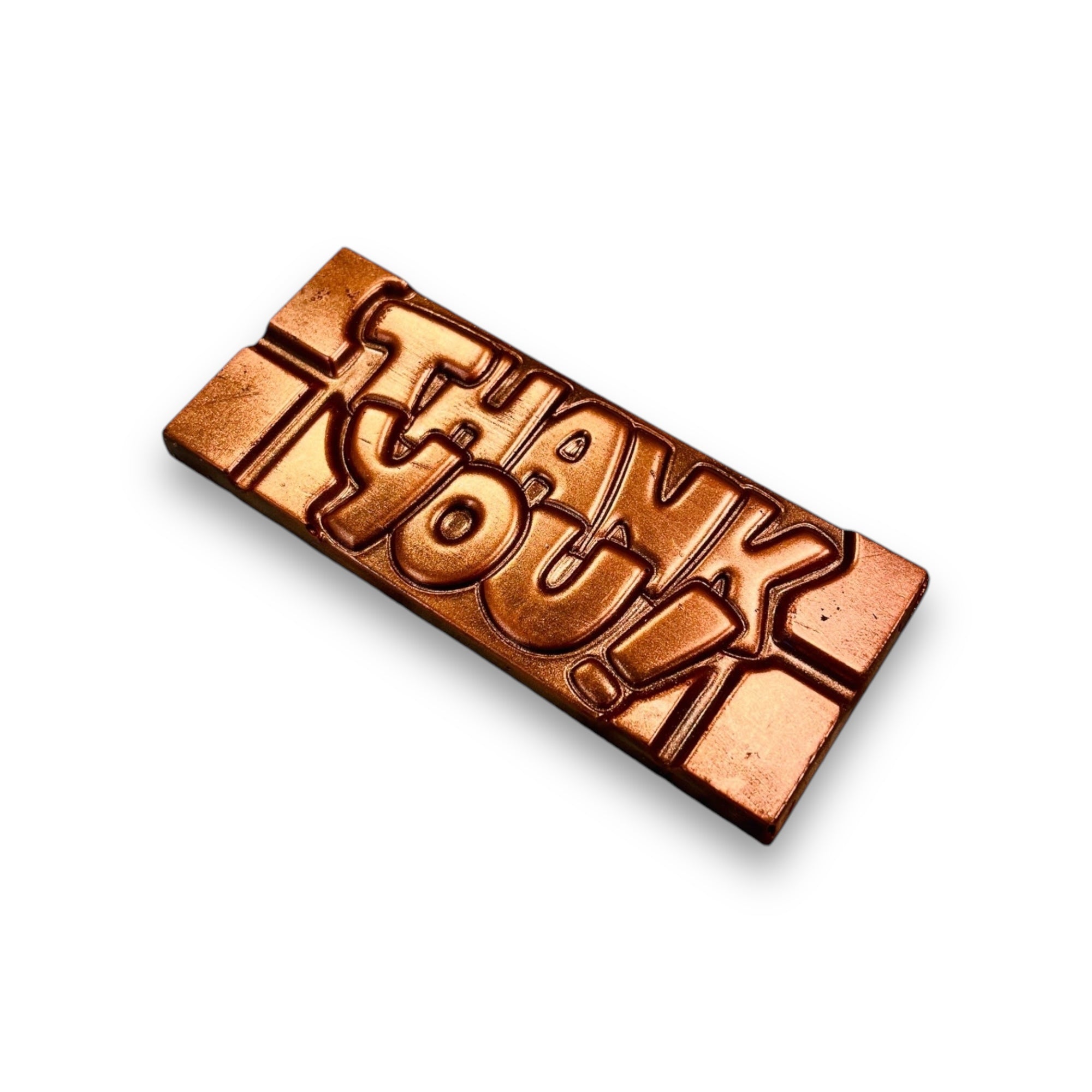 Thank You Solid Belgian Milk Chocolate Bar with gold dust finish